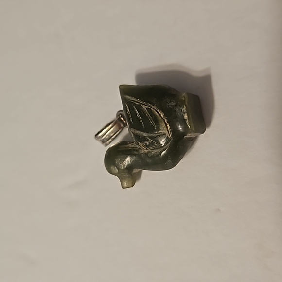Jade Colored Stone That Is Hand Carved Duck Pendant - Picture 6 of 7